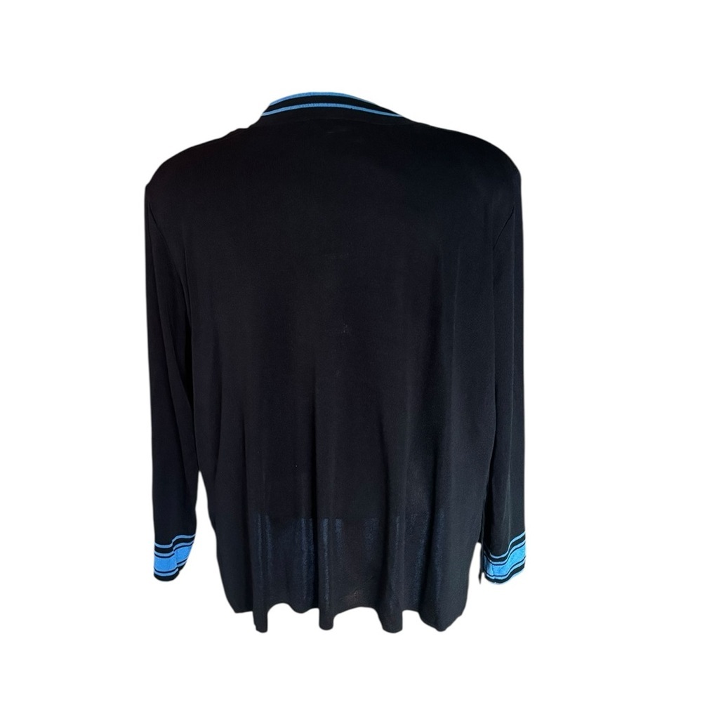 Misook Exclusively 2-Piece Knit Set Black Blue Trim Cardigan & Tank Top XL B459 - Picture 12 of 12